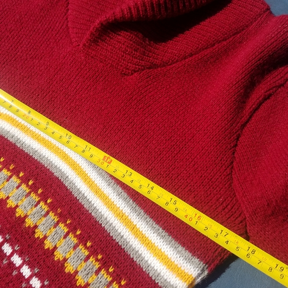 VTG Man-Lee Orlon Acrylic Red Yellow Shawl Sweater - Picture 5 of 6